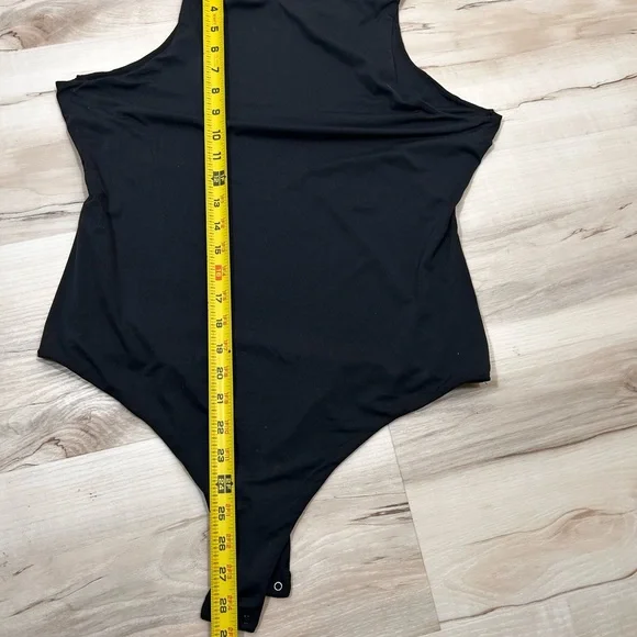 PUMIEY Women’s Black High Neck Sleeveless Bodysuit 2XL Stretch Thong Capsule - Picture 5 of 9